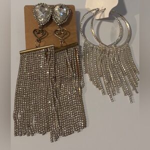 Glamour, Flashy Two Piece Women’s Rhinestone Earrings Set